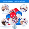 Blue White and Red Birthday Decorations, Patriotic Party Supplies Kit for Men Women Boys Grils, Happy Birthday Banner Paper Pompoms Red Blue Confetti Balloons Star Streamer for 4th of July Baseball