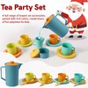 HERSITY Picnic Basket Toys for Toddlers, Kids Play Tea Sets with Teapot Tea Cup Dessert Food and Mat, Pretend Play Kitchen Accessories Tea Party Set Little Girl Boy Age 3 4 5