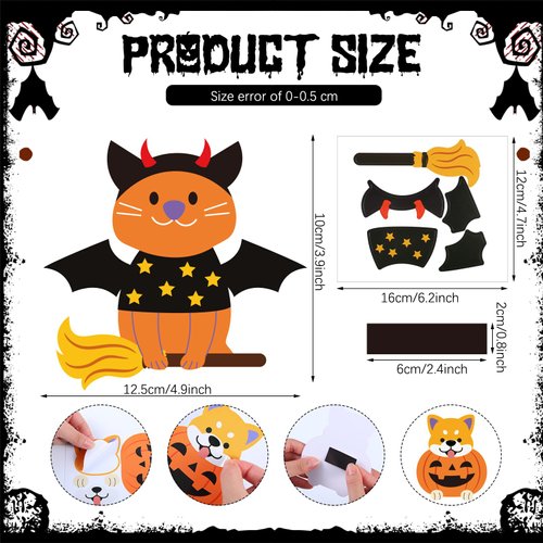 Copkim 30 Sets Halloween Craft Kit for Kids DIY Halloween Pets Magnet Craft Make Your Own Pets Craft for Kindergarten Preschool Halloween Fun Classroom Home Activity Party Supplies