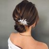 JONKY Wedding Flower Hair Comb Rhinestone Silver Hair Side Combs Crystal Wedding Hair Piece Floral Bridesmaid Hair Accessories for Women and Girls