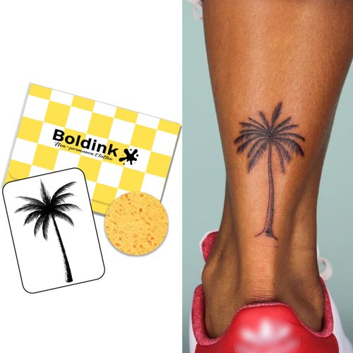 Boldink Temporary Tattoos, semi permanent tattoos, 15-day long lasting tattoo sticker, waterproof and anti-reflective, unique design（Coconut Tree）