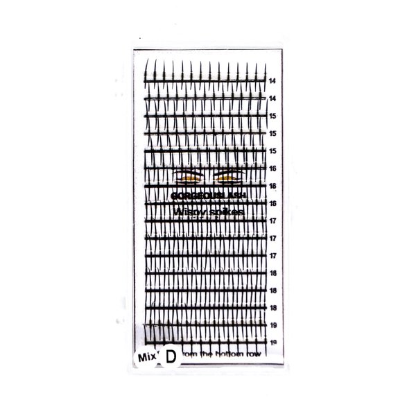 Single Spike Wispy Lashes. Mixed lengths,. Premade Eyelash Extensions. (D Curl, 14 to 19mm)