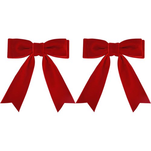 2PCS Velvet Hair Bows Hair Clips, Handmade Alligator Hair Pins, Ponytail Holder Accessories Sides Metal Hair Bow Barrettes Hair Accessories for Women Girls Toddlers Teens (Red-A)