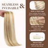 GOO GOO Clip in Hair Extensions Real Human Hair, 14inch 130g 9Pcs, 18A/613A Dark Blonde Highlighted Bleach Blonde, Remy Human Hair Extensions Clip ins for Women, Natural Human Hair
