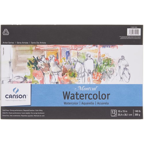 Canson Artist Series Montval Watercolor Paper, Foldover Pad, 10x15 inches, 12 Sheets (140lb/300g) - Artist Paper for Adults and Students - Watercolors, Mixed Media, Markers and Art Journaling