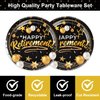 40pcs retirement Party Supplies,include Black and gold 20 Plates, 20 Napkin,Used for retirement Party Decoration (retirement（AAA）)