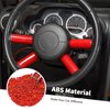 Jimen Compatible with Jeep Wrangler JK JKU 2007-2010, 4PCS Car Steering Wheel Overlay Cover Interior Trim Accessories (Red)
