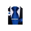 DiBanGu Men's Solid Royal Blue Ties Wedding Plain Necktie Pocket Square Cufflink Tie Clip Set