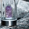 TonicCure Gem Infused Crystal Water Bottle Elixir with Authentic Healing Wellness Brazilian Stones Amethyst Neoprene Sleeve, for Love Peace and clarity 16 oz (Amethyst)