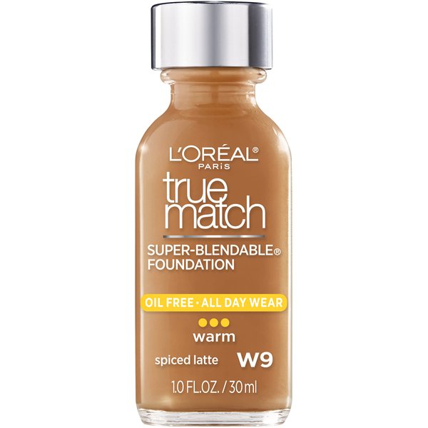L'Oreal Paris Makeup True Match Super-Blendable Liquid Foundation, Spiced Latte W9, 1 Fl Oz,1 Count