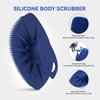 HieerBus Silicone Body Scrubber Flat Shower Brush Gentle Exfoliating and Massage,Long Bristles Lathers Well and More Hygienic Than Traditional Loofah 1 Pack (Dark Blue)