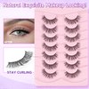 Natural Lashes False Eyelashes 14mm Strip Eyelashes Soft Wispy Lashes Thin Memory Band Volume Eye Lashes Pack C Curl Natural Eyelashes Fake Lashes 7 Pair EVENTILL