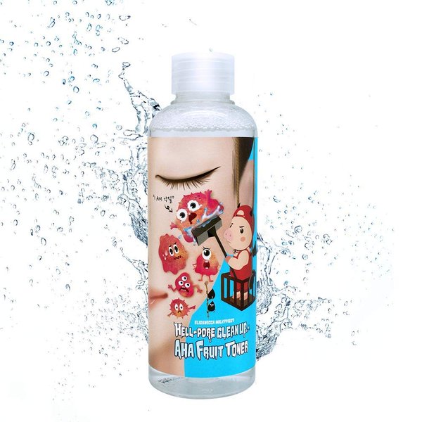 Elizavecca Hell Pore Clean Up Aha Fruit Toner 6.76 Ounces - Exfoliating Toner / Whiteheads, Pores and Uneven Skin / Water based Face Toner / Pore Cleaning / Exfoliating Face / Not Tested on Animals