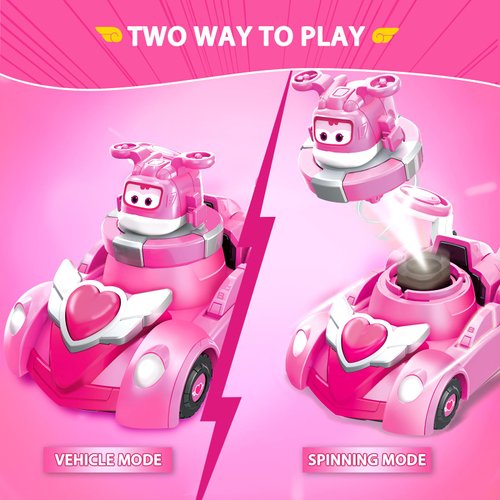 Super Wings Race Car Toys, 5 in Dizzy Spinning Tops and Race Car Toys for Kids, 2-in-1 Mode Vehicle Toys Cars for 3 4 5 6 7 8 Year Old Boys