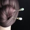 Pokinge 2pcs Chinese Style Hanfu Ornament Hair Stick,Elegant Imitation Jade Hair Fork for Women,Alloy Hair Clasp Style Tool,Retro Cheongsam Coiffure Headdress