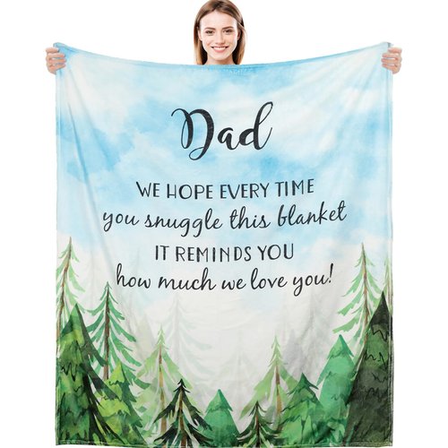 NEWLIGHTURE Christmas Dad Gifts Blanket, Gifts for Dad from Daughter, Dad Birthday Gift, Best Dad Gift for Father Husband Throw Blanket Thanksgiving Gift 50"*60"