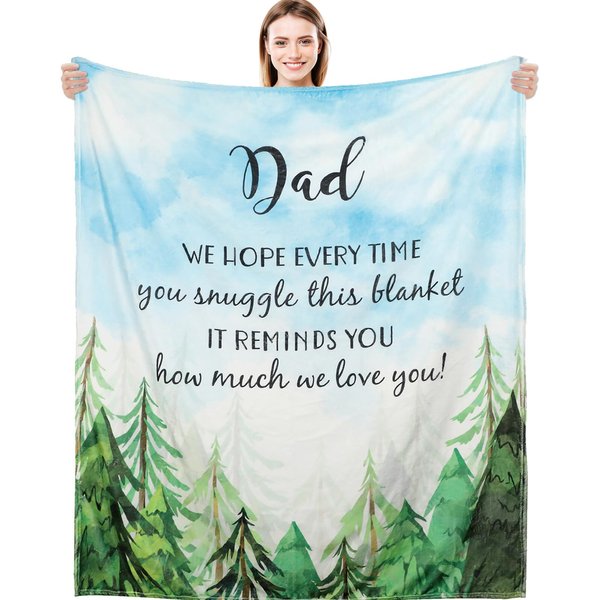 NEWLIGHTURE Christmas Dad Gifts Blanket, Gifts for Dad from Daughter, Dad Birthday Gift, Best Dad Gift for Father Husband Throw Blanket Thanksgiving Gift 50"*60"