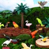 Warmshine 24 Pcs Realistic Bird Animals Figurines Mini Bird Figures Model Eagle Parrot Robin Owl Plastic Bird Figures Toys Fairy Garden Accessories Dollhouse Birthday Cake Toppers