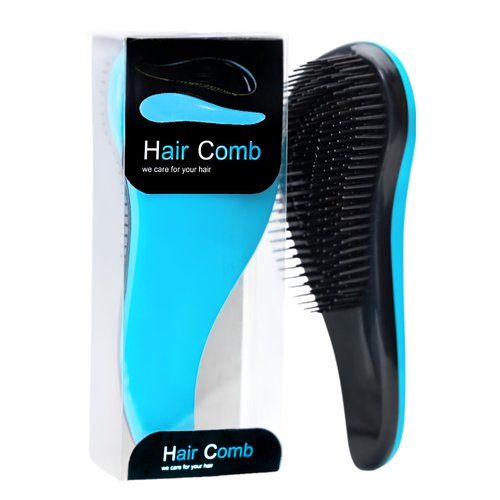HairComb - Detangling Hair Brush for Kids, Toddler, Adults - Wet & Dry Brush- Gentle on Hair & Scalp with Flexible Soft Bristles and 360° Rotating Handle, Suitable for All Hair Types (Sky Blue)