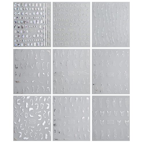 JMEOWIO 9 Sheets Marble Line Nail Art Stickers Decals Self-Adhesive Pegatinas Uñas Silver Nail Supplies Nail Art Design Decoration Accessories