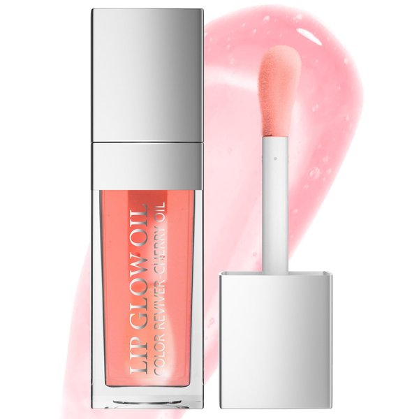 Hydrating Lip Glow Oil - Moisturizing Tinted Lip Gloss Plumping Nourishing Non-sticky Long Lasting Lip Stain with Cherry Oil 0.27 fl.oz (Pink)