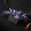 Latious Crystal Bride Wedding Hair Comb Blue Rhinestones Bridal Hair Clip Sparkly Hair Piece Royal Sapphire Hair Accessories for Women and Girls