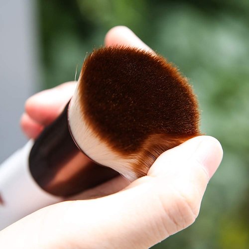 DUcare Foundation Brush Flat Top Kabuki Self Tanner Brush Synthetic Professional Makeup Brush Liquid Blending Mineral Powder Buffing Stippling Makeup Tools, Rose Golden/White
