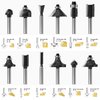 Fivepears 12 Pieces Tungsten Carbide Router Bit Set 1/4 Inch Shank for Beginners Woodworking, Include Straight, Dovetail, Chamfer, Cove, Flush Trim, Round Over, 90 V Grooving, Raised Panel Router Bit