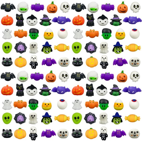 Anditoy 100 PCS Halloween Mochi Squishy Toys Squishies Halloween Toys for Kids Girls Boys Halloween Party Favors Halloween Treat Bags Gifts