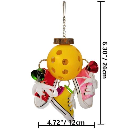 Bird Chew Foraging Toy Mini Sneakers Sports Shoes Toy with Bells for Parrot Parakeet Cockatiel Lovebird Conure Finch Canary African Grey Budgie Cage Accessories …
