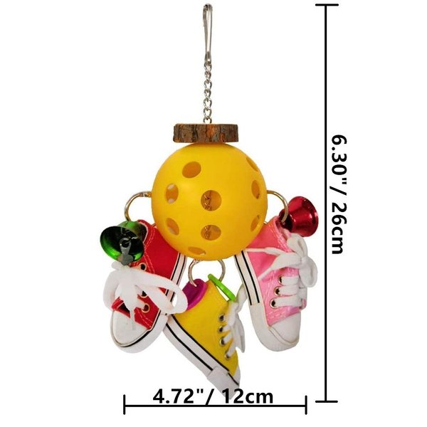 Bird Chew Foraging Toy Mini Sneakers Sports Shoes Toy with Bells for Parrot Parakeet Cockatiel Lovebird Conure Finch Canary African Grey Budgie Cage Accessories …