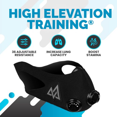TRAININGMASK - Elevation Training Mask 2.0 - Fitness Mask, High Altitude Mask, Workout Mask, Running Mask, Breathing Mask, Endurance Mask (Medium, Black)