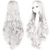 32 Inch Long Curly Wavy Silver Wigs for Women Party Long Wigs for Girls Cosplay Party Daily Use (Silver)