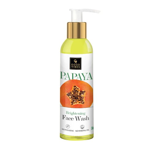 Good Vibes Papaya Face Wash | Nourishing & Gentle Oil Control Facial Cleanser | Blackheads & Pore Cleansing with No Parabens & Mineral Oil | 6.76 Fl Oz/200ml