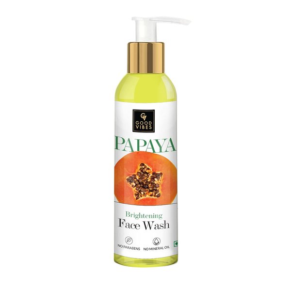 Good Vibes Papaya Face Wash | Nourishing & Gentle Oil Control Facial Cleanser | Blackheads & Pore Cleansing with No Parabens & Mineral Oil | 6.76 Fl Oz/200ml