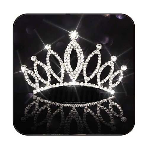 Brishow Mini Tiara Crown Comb Silver Rhinestone Tiara Combs Headpiece Flower Girl Birthday Hair Comb for Girls and Kids