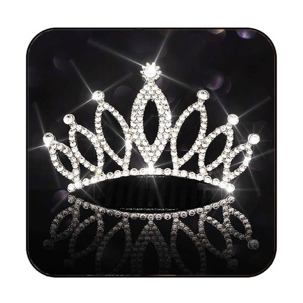 Brishow Mini Tiara Crown Comb Silver Rhinestone Tiara Combs Headpiece Flower Girl Birthday Hair Comb for Girls and Kids