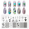 KAAGEE 5Pcs Nail Stamping Plates Plaid Nail Stamps Nail Art Stamping Plates Geometry Nail Stencils Nail Plate Template Nail Art Stamping Kit Nails Accessories with 1 Nail Stamper, 1 Scraper
