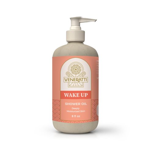 VENERATTI Wake Up Shower Body Oil - Oil to Foam Cleanser Ideal for Dry Sensitive Skin - With Almond Oil, Hazelnut Oil and Orange Oil - Made in the US, Vegan - Oil Body Wash Deeply Moisturizing
