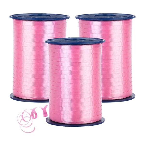 Morex Ribbon 253/5-020 Crimped Curling Ribbon 3/16" X 500 YD (3-Pack) for Gift Wrapping, Light Pink, Birthday Decorations, Party Favors for Kids and Adults, Christmas Ribbon for Crafts