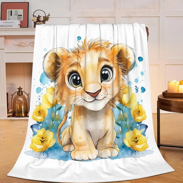 Cute Lion Blanket Soft Cozy Lion Plush Throw Blanket Super Warm Fleece Fuzzy Bedding Blanket Lion Gifts for Kids Girls Boys Women Bed Decor Stuff 40"X50"