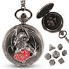 Banloga Mini DND Dice Set, 7 Pcs Metal Dice Set with Embossed Pattern, Dungeons and Dragons Dice for Role Playing Board Games(Dragon, Ancient Silver)