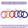 WKJHO 120PCS Multicolour Hair Ties for Women Girl,Black Elastics Hair Ties No Damage Ponytail Holder for Thick/Thin Hair Accessories,Soft Cotton Cloth Seamless Hair Bands