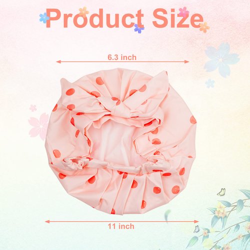 YAJCAJO Shower Cap, Cotton Lining, Keeps Hair Dry, 4 Pieces Waterproof Shower Cap, Reusable Bath Shower Caps for Women Long Hair
