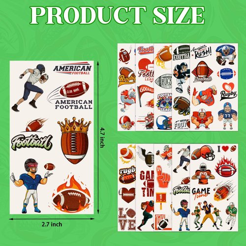 350PCS Football Temporary Tattoos, American Football Tattoos Face Stickers for Kids Boy, Football Themed Party Favors as Cheerleaders Team Players Gifts