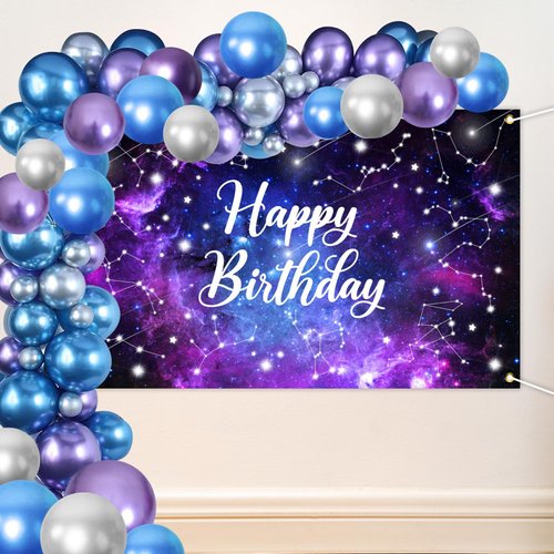 Avezano 95pcs Space Galaxy Party Decorations Set for Kids Birthday Balloons Garland Arch Set Outer Space Starry Night Universe Party Banner Backdrop Party Supplies