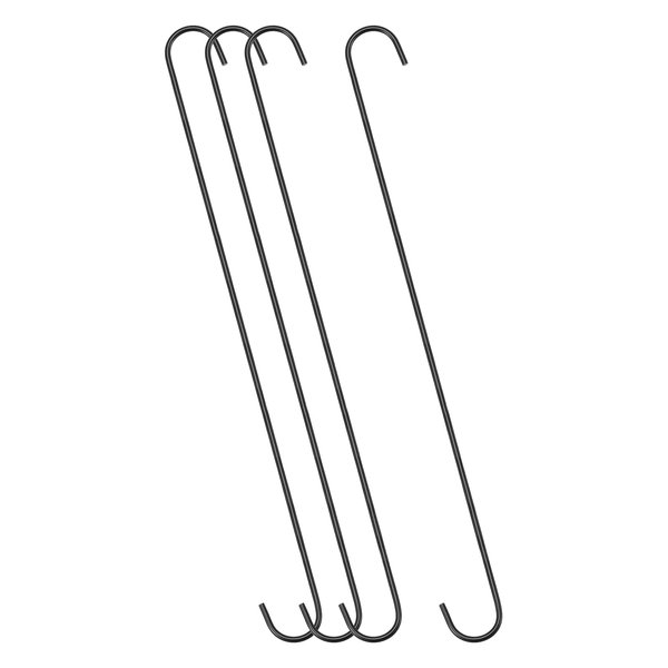uxcell S Hanging Hooks, 20inch/500mm Extra Long Steel Hanger, Indoor Outdoor Uses for Garden, Bathroom, Closet, Workshop, Kitchen, Black, 4Pcs