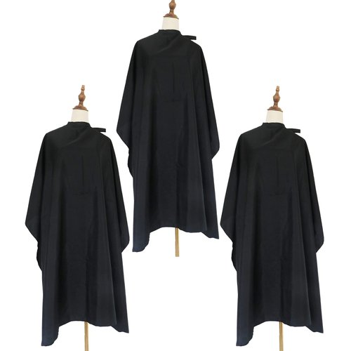 ST-BEST-P Salon Barber Hairdressing Capes with Snaps Hair Cutting Cape Hair Stylist for Women Men Adults Kids Black Waterproof (3PCS)