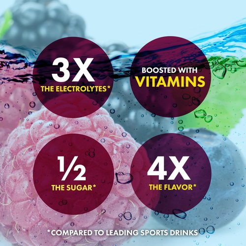 instant IV Electrolytes Powder - 3X Electrolytes,1/2 Sugar with Vitamin C, B3, B6, Electrolytes Powder Packets for Hydration, Recovery & Immunity, Vegan & Gluten Free | Berry Blast - 12 Packets