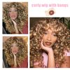 GKtineke-Curly-Wig Big-Curly-Wigs-for-White-Black-Women 20 Inch- Long-Curly-Afro-Wig-with-Bangs Synthetic-Hair-Replacement-Wigs-for-Cosplay and Daily(Ombre Blonde